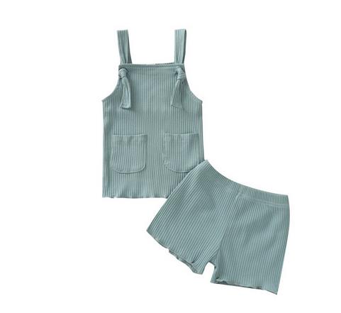 Ribbed Pocket Top & Shorts Set